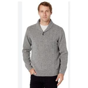 J. Crew Mercantile Men Grandpa Gray Shawl Collar Lambswool Pullover Sweater Sz L